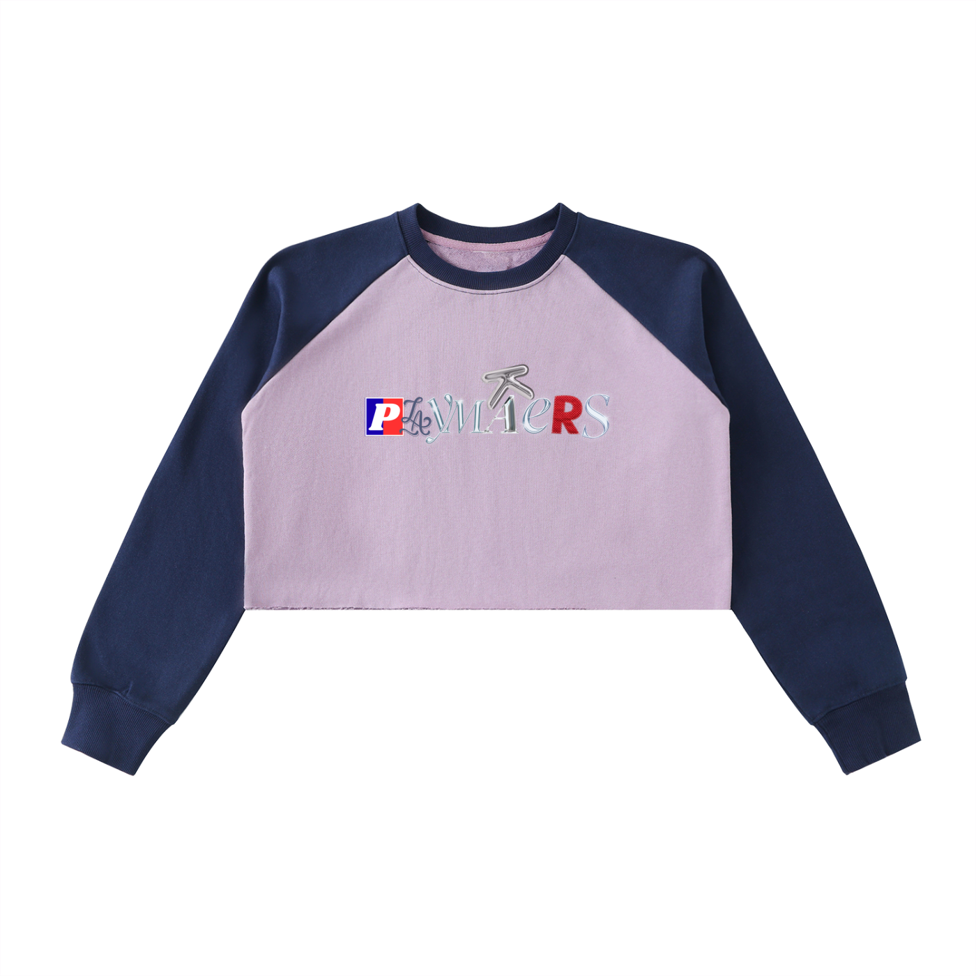 Raw-Hem Color-Block Raglan Crop Sweatshirt