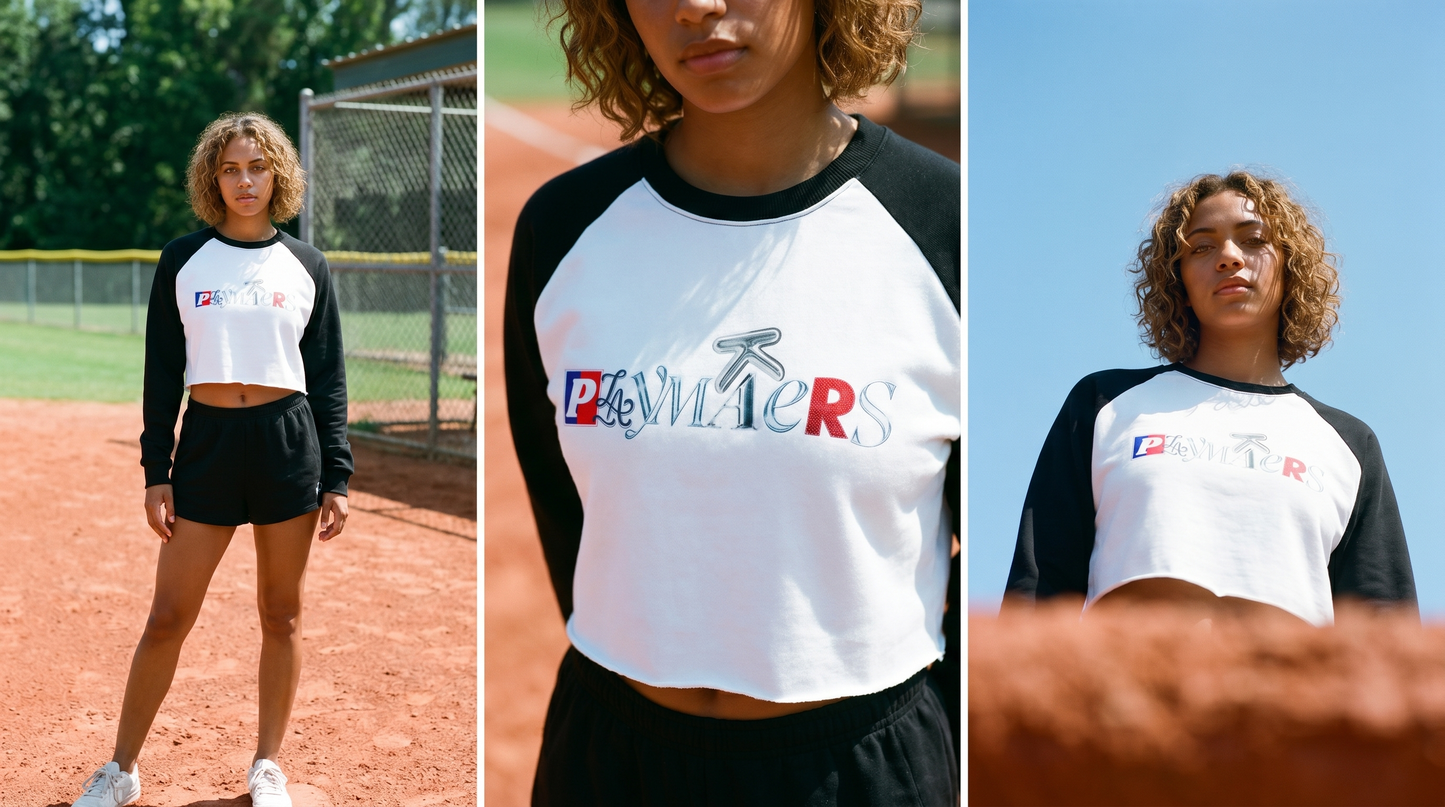 Raw-Hem Color-Block Raglan Crop Sweatshirt